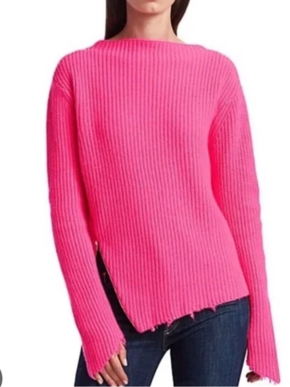Generation Love Sadie hot pink zipper detail sweater worn once